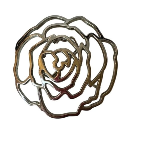 Rose silver Metal Belt Buckle Floral Design - Picture 1 of 5